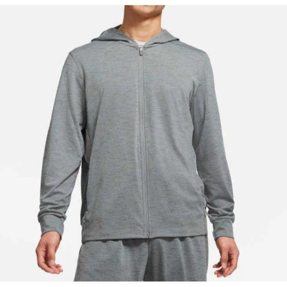 Nike Yoga Full Zip Hoodie Jacket Mens L Static Gray Dri-fit Lightweight Lounge